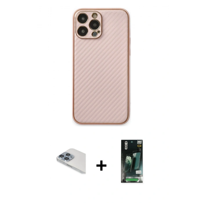 MARSİLYAN™- iPhone 13 Pro Max Kılıf Ahenk Işık - Şeffaf 360 Full Body Arka Koruyucu + Pers Alüminyum Kamera Lens - SABE