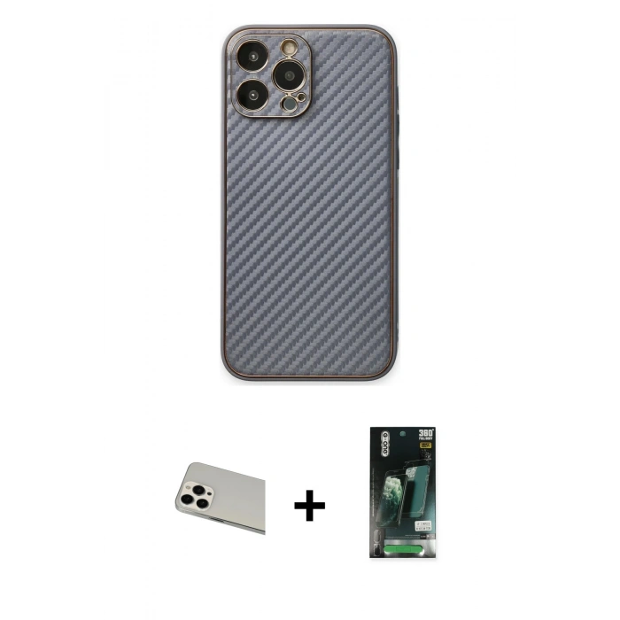 MARSİLYAN™- iPhone 13 Pro Max Kılıf Ahenk Işık - Şeffaf 360 Full Body Arka Koruyucu + Rainbow Kamera Lens Koruma Cam - BZ
