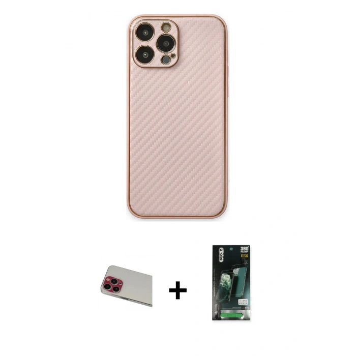 MARSİLYAN™- iPhone 13 Pro Max Kılıf Ahenk Işık - Şeffaf 360 Full Body Arka Koruyucu + Rainbow Kamera Lens Koruma Cam - KI