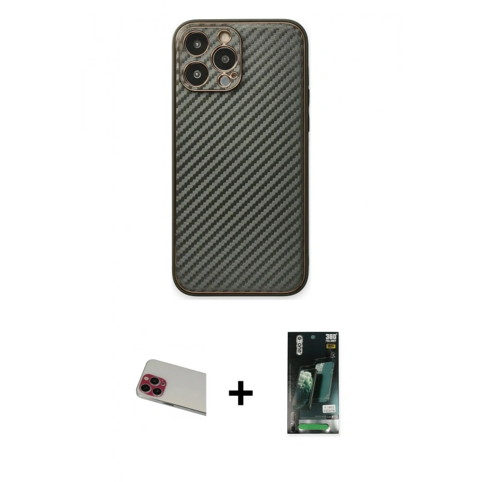 MARSİLYAN™- iPhone 13 Pro Max Kılıf Ahenk Işık - Şeffaf 360 Full Body Arka Koruyucu + Rainbow Kamera Lens Koruma Cam - KI