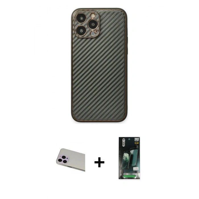 MARSİLYAN™- iPhone 13 Pro Max Kılıf Ahenk Işık - Şeffaf 360 Full Body Arka Koruyucu + Rainbow Kamera Lens Koruma Cam - MR