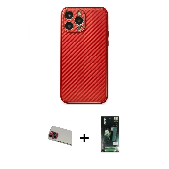 MARSİLYAN™- iPhone 13 Pro Max Kılıf Ahenk Işık - Şeffaf 360 Full Body Arka Koruyucu + Rainbow Kamera Lens Koruma Cam - KI