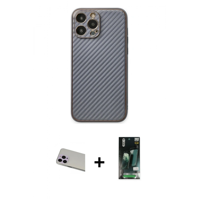 MARSİLYAN™- iPhone 13 Pro Max Kılıf Ahenk Işık - Şeffaf 360 Full Body Arka Koruyucu + Rainbow Kamera Lens Koruma Cam - MR