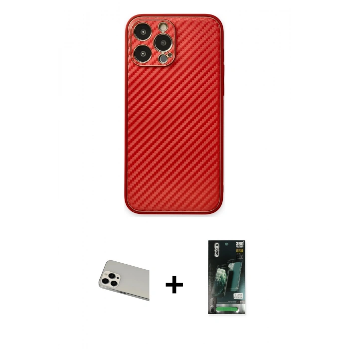 MARSİLYAN™- iPhone 13 Pro Max Kılıf Ahenk Işık - Şeffaf 360 Full Body Arka Koruyucu + Rainbow Kamera Lens Koruma Cam - BZ