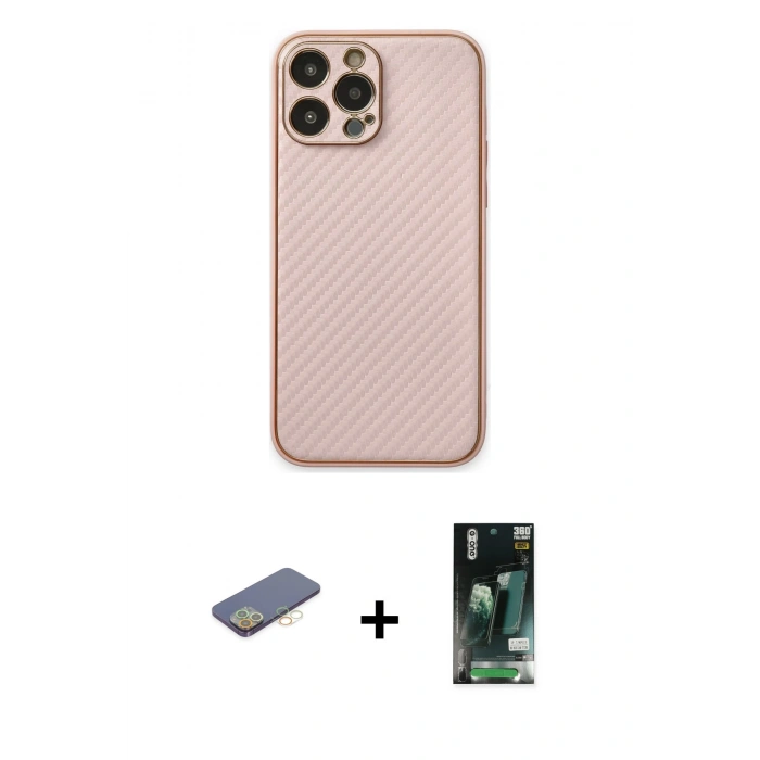 MARSİLYAN™- iPhone 13 Pro Max Kılıf Ahenk Işık - Şeffaf 360 Full Body Arka Koruyucu + Renkli Kamera Lens Koruma Cam - SI