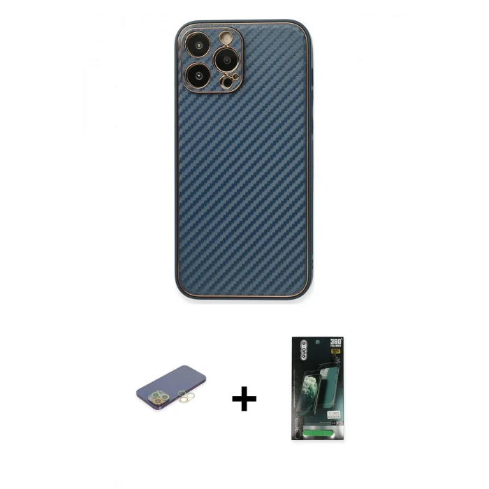 MARSİLYAN™- iPhone 13 Pro Max Kılıf Ahenk Işık - Şeffaf 360 Full Body Arka Koruyucu + Renkli Kamera Lens Koruma Cam - SI