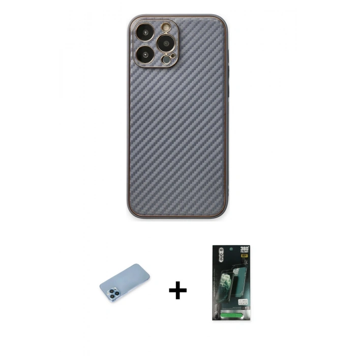 MARSİLYAN™- iPhone 13 Pro Max Kılıf Ahenk Işık - Şeffaf 360 Full Body Arka Koruyucu + Shine Kamera Lens Koruma Cam - MI