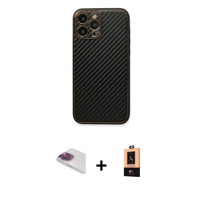 MARSİLYAN™- iPhone 13 Pro Max Kılıf Ahenk Işık - Şeffaf Maxco Cam Ekran Koruyucu + Pers Alüminyum Kamera Lens - GI