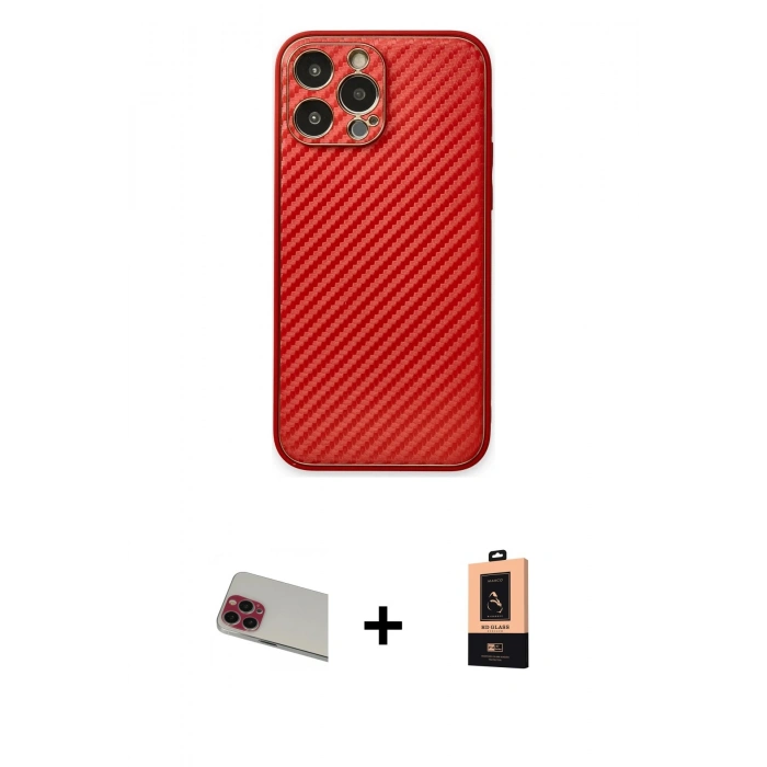 MARSİLYAN™- iPhone 13 Pro Max Kılıf Ahenk Işık - Şeffaf Maxco Cam Ekran Koruyucu + Rainbow Kamera Lens Koruma Cam - KI