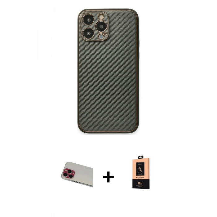 MARSİLYAN™- iPhone 13 Pro Max Kılıf Ahenk Işık - Şeffaf Maxco Cam Ekran Koruyucu + Rainbow Kamera Lens Koruma Cam - KI
