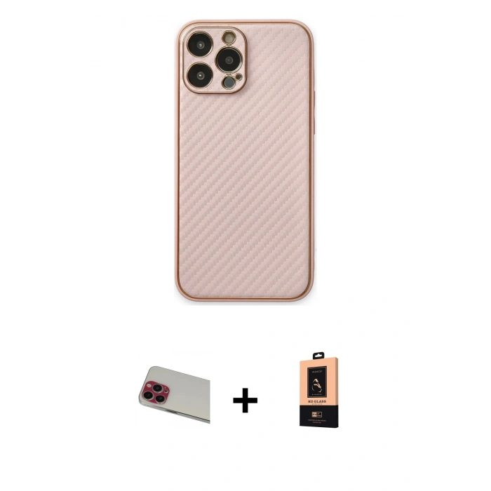 MARSİLYAN™- iPhone 13 Pro Max Kılıf Ahenk Işık - Şeffaf Maxco Cam Ekran Koruyucu + Rainbow Kamera Lens Koruma Cam - KI