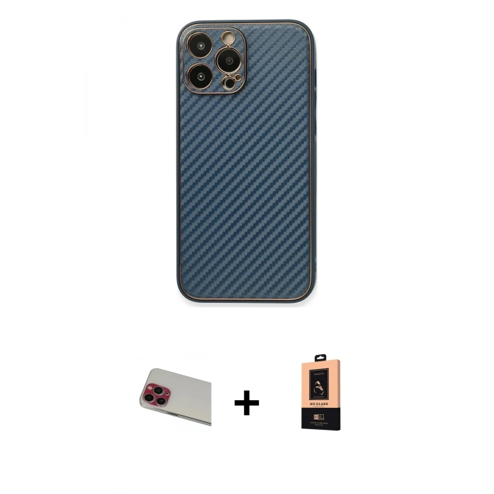 MARSİLYAN™- iPhone 13 Pro Max Kılıf Ahenk Işık - Şeffaf Maxco Cam Ekran Koruyucu + Rainbow Kamera Lens Koruma Cam - KI