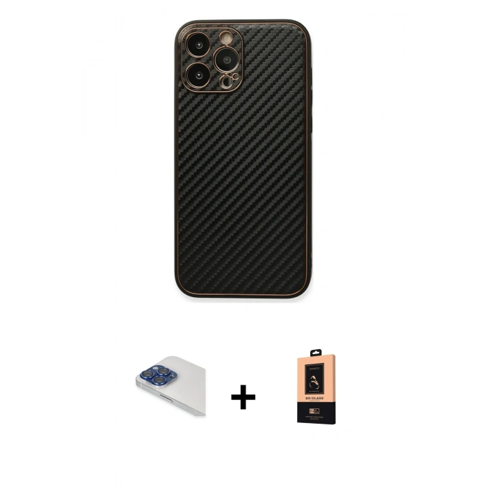 MARSİLYAN™- iPhone 13 Pro Max Kılıf Ahenk Işık - Şeffaf Maxco Cam Ekran Koruyucu + Pers Alüminyum Kamera Lens - LT