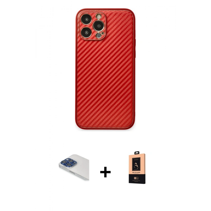 MARSİLYAN™- iPhone 13 Pro Max Kılıf Ahenk Işık - Şeffaf Maxco Cam Ekran Koruyucu + Pers Alüminyum Kamera Lens - LT