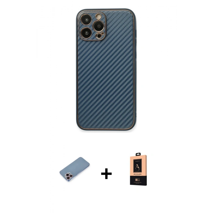 MARSİLYAN™- iPhone 13 Pro Max Kılıf Ahenk Işık - Şeffaf Maxco Cam Ekran Koruyucu + Shine Kamera Lens Koruma Cam - PE