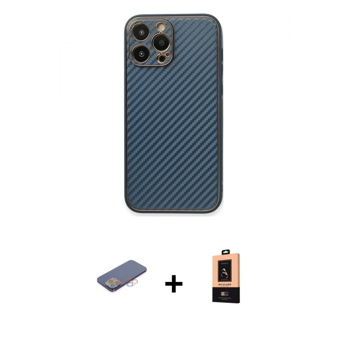MARSİLYAN™- iPhone 13 Pro Max Kılıf Ahenk Işık - Şeffaf Maxco Cam Ekran Koruyucu + Renkli Kamera Lens Koruma Cam - PE