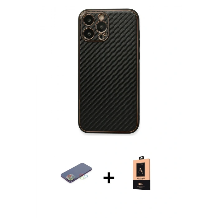 MARSİLYAN™- iPhone 13 Pro Max Kılıf Ahenk Işık - Şeffaf Maxco Cam Ekran Koruyucu + Renkli Kamera Lens Koruma Cam - MI