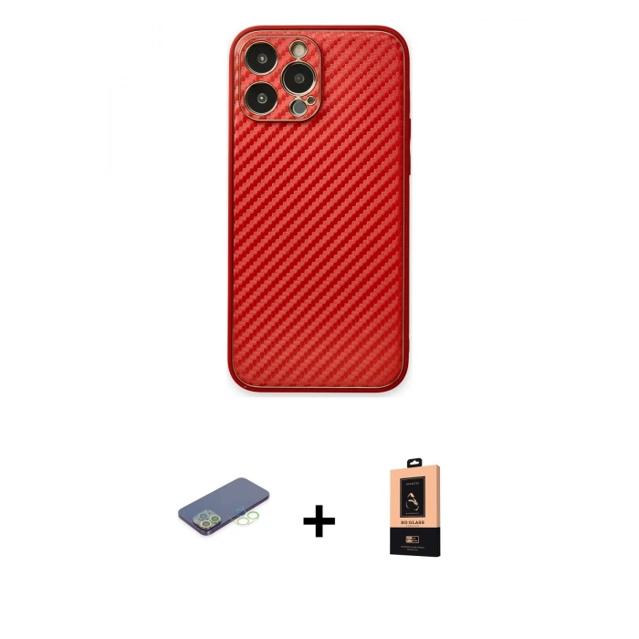 MARSİLYAN™- iPhone 13 Pro Max Kılıf Ahenk Işık - Şeffaf Maxco Cam Ekran Koruyucu + Renkli Kamera Lens Koruma Cam - YL