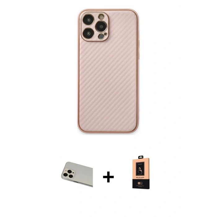MARSİLYAN™- iPhone 13 Pro Max Kılıf Ahenk Işık - Şeffaf Maxco Cam Ekran Koruyucu + Rainbow Kamera Lens Koruma Cam - REGD