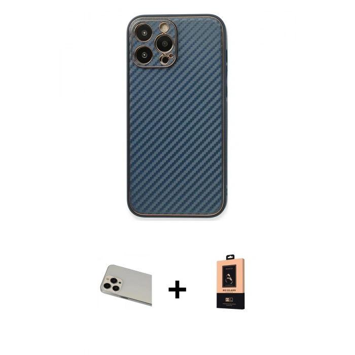 MARSİLYAN™- iPhone 13 Pro Max Kılıf Ahenk Işık - Şeffaf Maxco Cam Ekran Koruyucu + Rainbow Kamera Lens Koruma Cam - REGD