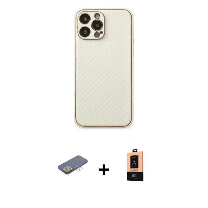 MARSİLYAN™- iPhone 13 Pro Max Kılıf Ahenk Işık - Şeffaf Maxco Cam Ekran Koruyucu + Renkli Kamera Lens Koruma Cam - SI