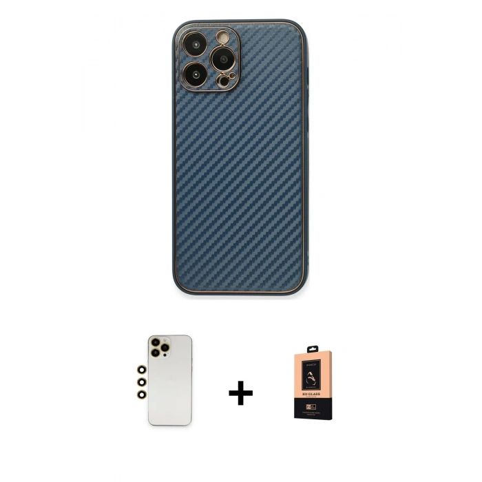 MARSİLYAN™- iPhone 13 Pro Max Kılıf Ahenk Işık - Şeffaf Maxco Cam Ekran Koruyucu + Shine Kamera Lens - GD