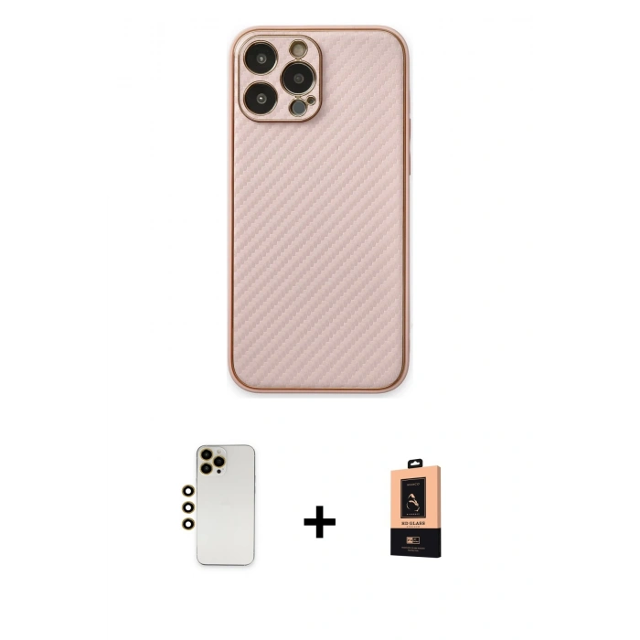 MARSİLYAN™- iPhone 13 Pro Max Kılıf Ahenk Işık - Şeffaf Maxco Cam Ekran Koruyucu + Shine Kamera Lens - GD