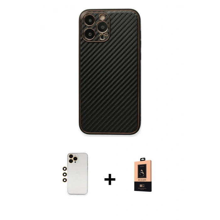 MARSİLYAN™- iPhone 13 Pro Max Kılıf Ahenk Işık - Şeffaf Maxco Cam Ekran Koruyucu + Shine Kamera Lens - GD