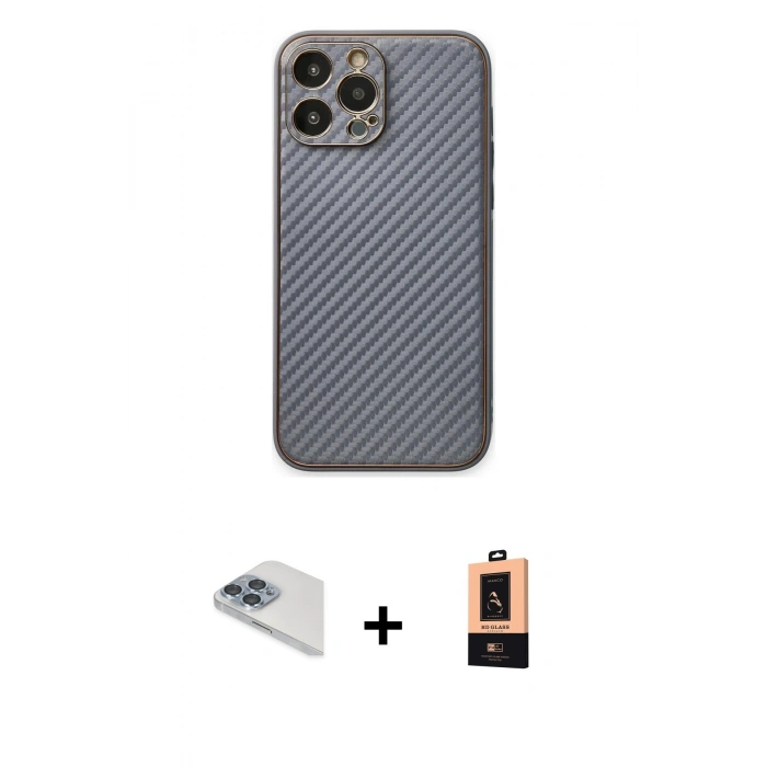 MARSİLYAN™- iPhone 13 Pro Max Kılıf Ahenk Işık - Şeffaf Maxco Cam Ekran Koruyucu + Sierra Blue Pers Alüminyum Kamera Lens