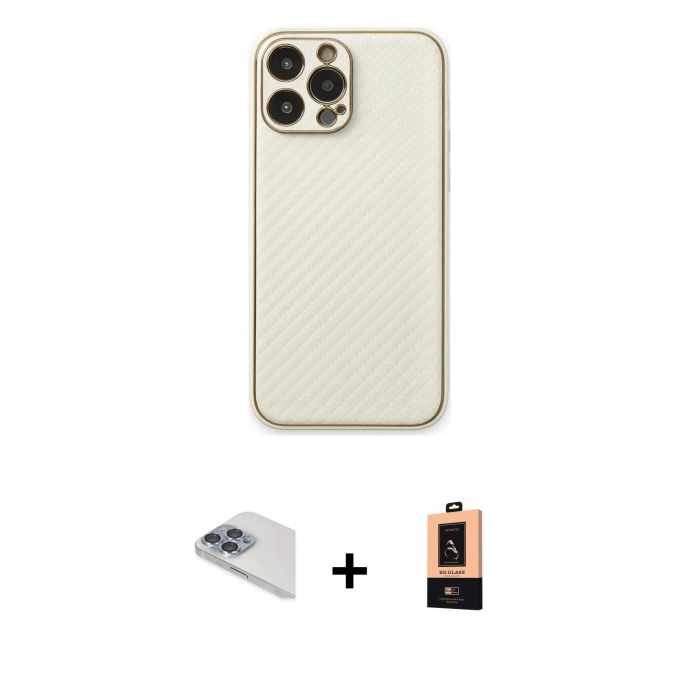 MARSİLYAN™- iPhone 13 Pro Max Kılıf Ahenk Işık - Şeffaf Maxco Cam Ekran Koruyucu + Sierra Blue Pers Alüminyum Kamera Lens