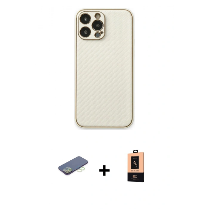 MARSİLYAN™- iPhone 13 Pro Max Kılıf Ahenk Işık - Şeffaf Maxco Cam Ekran Koruyucu + Yeşil Renkli Kamera Lens Koruma Cam