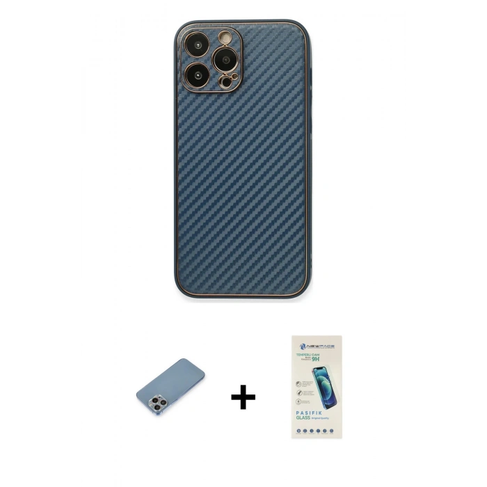 MARSİLYAN™- iPhone 13 Pro Max Kılıf Ahenk Işık - Şeffaf Pasifik Cam Ekran Koruyucu + Gökkuşağı Shine Kamera Lens Koruma Cam