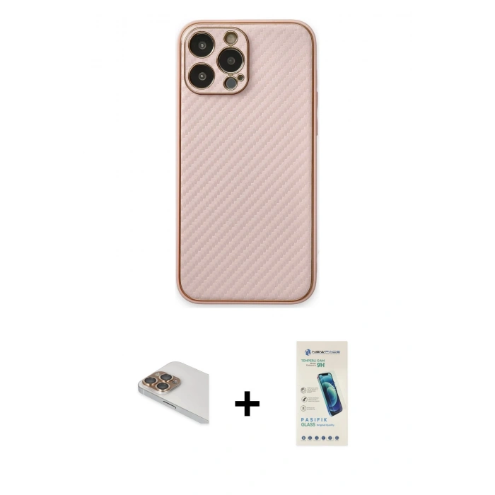 MARSİLYAN™- iPhone 13 Pro Max Kılıf Ahenk Işık - Şeffaf Pasifik Cam Ekran Koruyucu + Pers Alüminyum Kamera Lens - GD