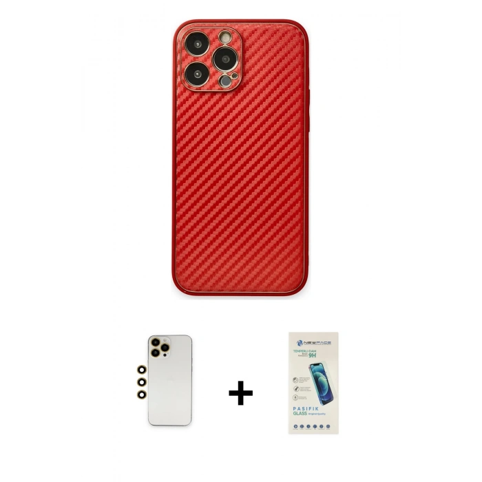 MARSİLYAN™- iPhone 13 Pro Max Kılıf Ahenk Işık - Şeffaf Pasifik Cam Ekran Koruyucu + Shine Kamera Lens - GD
