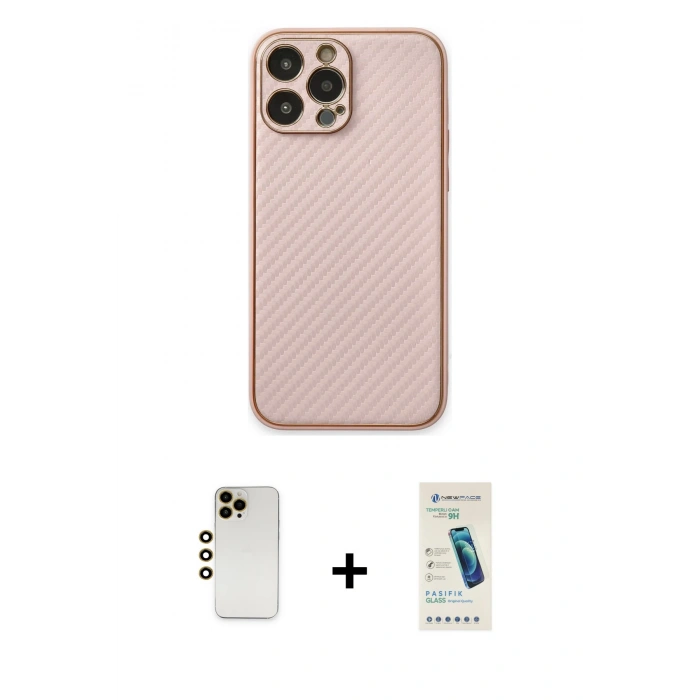 MARSİLYAN™- iPhone 13 Pro Max Kılıf Ahenk Işık - Şeffaf Pasifik Cam Ekran Koruyucu + Shine Kamera Lens - GD