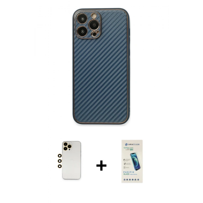 MARSİLYAN™- iPhone 13 Pro Max Kılıf Ahenk Işık - Şeffaf Pasifik Cam Ekran Koruyucu + Shine Kamera Lens - GD