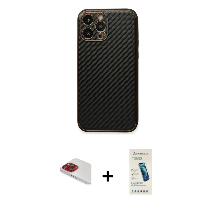 MARSİLYAN™- iPhone 13 Pro Max Kılıf Ahenk Işık - Şeffaf Pasifik Cam Ekran Koruyucu + Pers Alüminyum Kamera Lens - KI