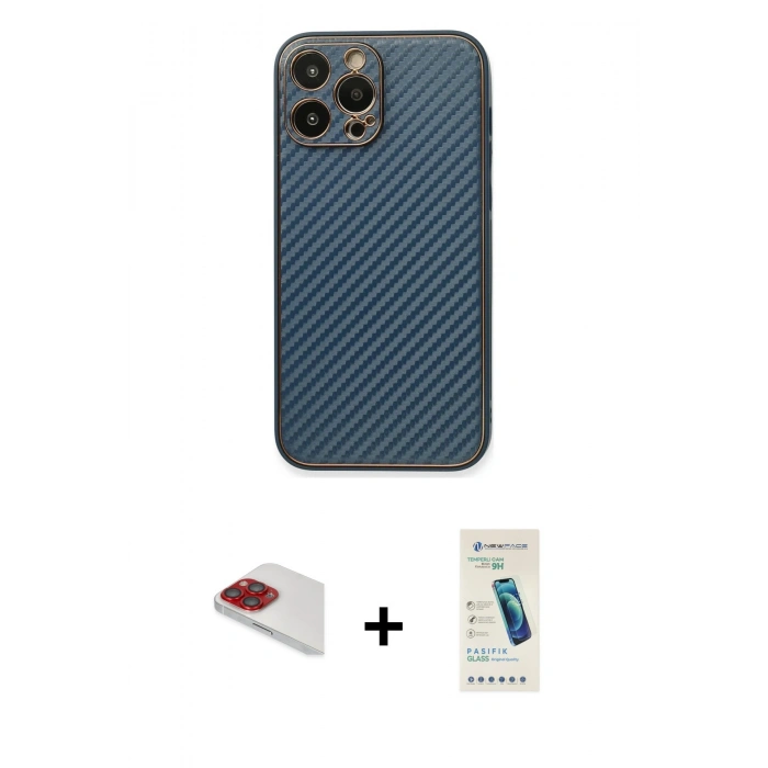 MARSİLYAN™- iPhone 13 Pro Max Kılıf Ahenk Işık - Şeffaf Pasifik Cam Ekran Koruyucu + Pers Alüminyum Kamera Lens - KI