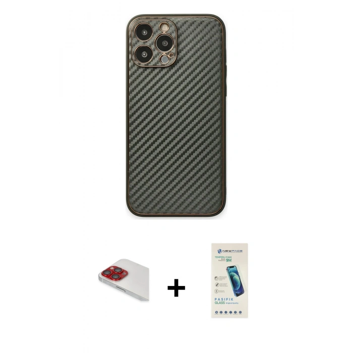 MARSİLYAN™- iPhone 13 Pro Max Kılıf Ahenk Işık - Şeffaf Pasifik Cam Ekran Koruyucu + Pers Alüminyum Kamera Lens - KI