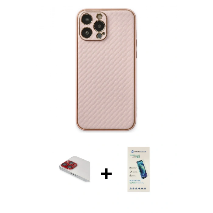 MARSİLYAN™- iPhone 13 Pro Max Kılıf Ahenk Işık - Şeffaf Pasifik Cam Ekran Koruyucu + Pers Alüminyum Kamera Lens - KI