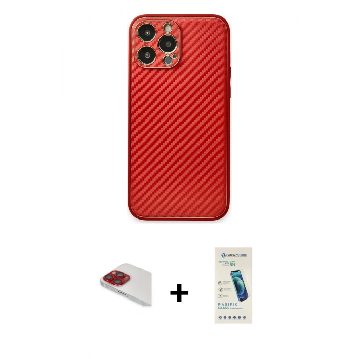MARSİLYAN™- iPhone 13 Pro Max Kılıf Ahenk Işık - Şeffaf Pasifik Cam Ekran Koruyucu + Pers Alüminyum Kamera Lens - KI