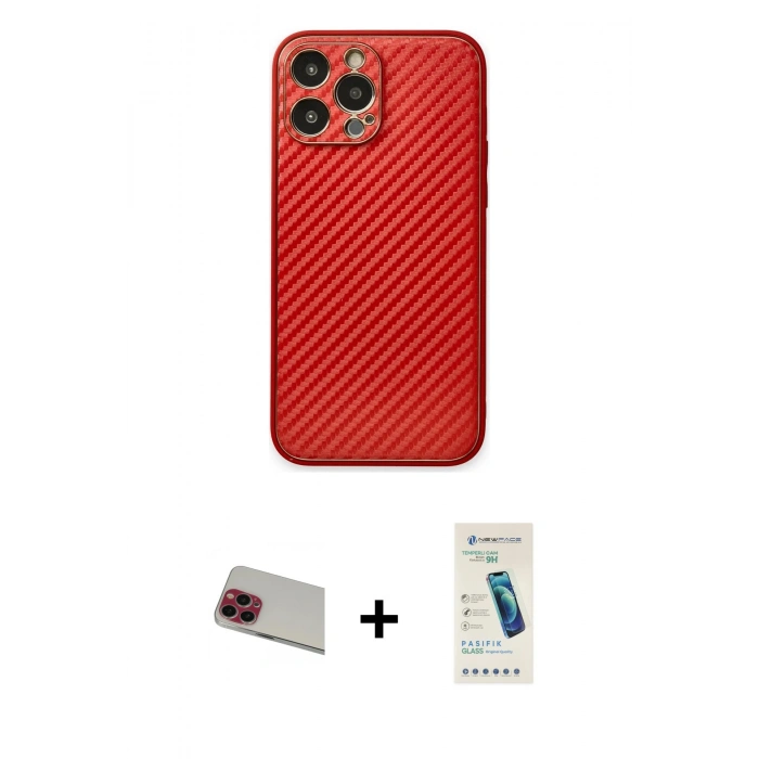 MARSİLYAN™- iPhone 13 Pro Max Kılıf Ahenk Işık - Şeffaf Pasifik Cam Ekran Koruyucu + Rainbow Kamera Lens Koruma Cam - KI