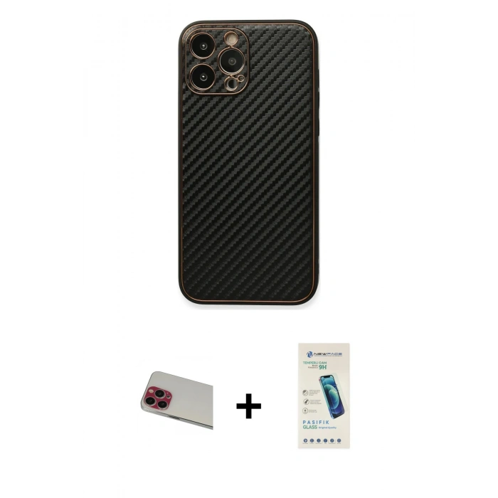 MARSİLYAN™- iPhone 13 Pro Max Kılıf Ahenk Işık - Şeffaf Pasifik Cam Ekran Koruyucu + Rainbow Kamera Lens Koruma Cam - KI