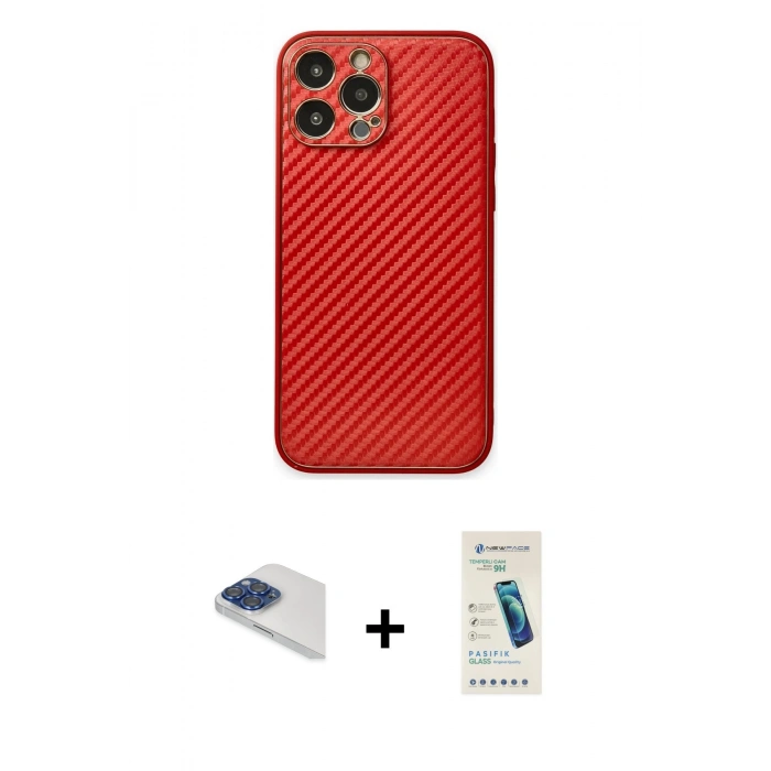 MARSİLYAN™- iPhone 13 Pro Max Kılıf Ahenk Işık - Şeffaf Pasifik Cam Ekran Koruyucu + Pers Alüminyum Kamera Lens - LT