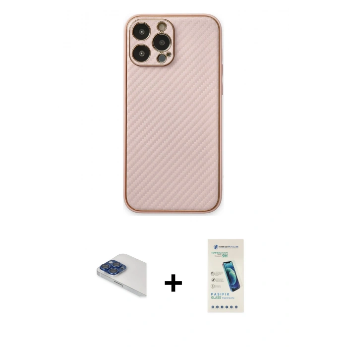MARSİLYAN™- iPhone 13 Pro Max Kılıf Ahenk Işık - Şeffaf Pasifik Cam Ekran Koruyucu + Pers Alüminyum Kamera Lens - LT