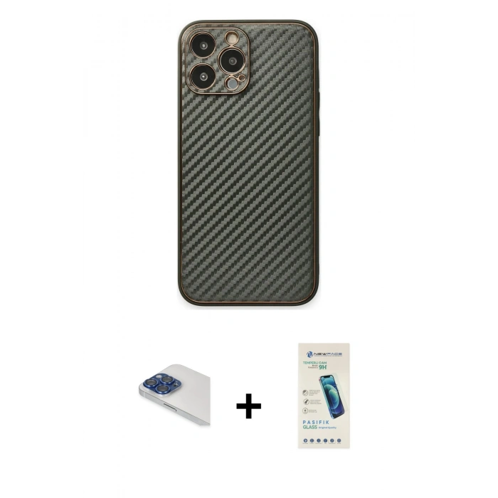 MARSİLYAN™- iPhone 13 Pro Max Kılıf Ahenk Işık - Şeffaf Pasifik Cam Ekran Koruyucu + Pers Alüminyum Kamera Lens - LT