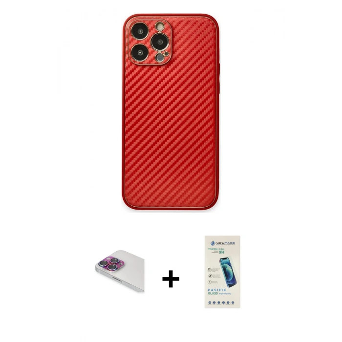 MARSİLYAN™- iPhone 13 Pro Max Kılıf Ahenk Işık - Şeffaf Pasifik Cam Ekran Koruyucu + Pers Alüminyum Kamera Lens - GI