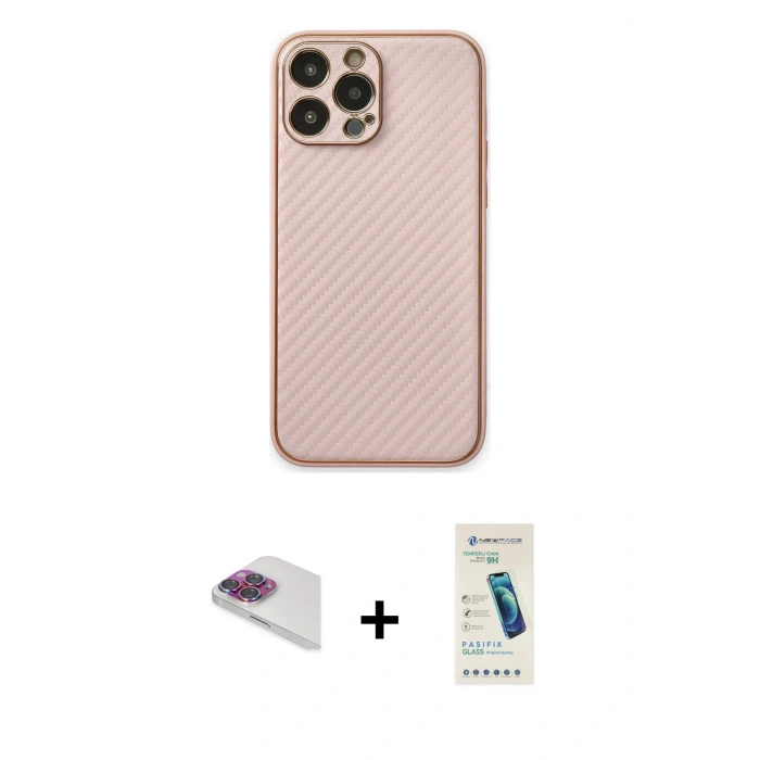 MARSİLYAN™- iPhone 13 Pro Max Kılıf Ahenk Işık - Şeffaf Pasifik Cam Ekran Koruyucu + Pers Alüminyum Kamera Lens - GI