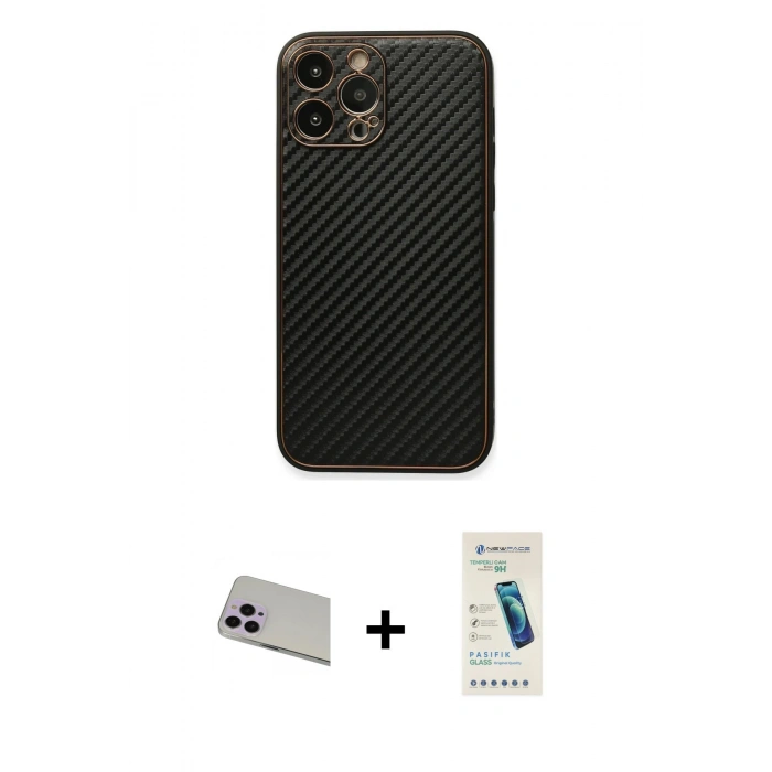 MARSİLYAN™- iPhone 13 Pro Max Kılıf Ahenk Işık - Şeffaf Pasifik Cam Ekran Koruyucu + Rainbow Kamera Lens Koruma Cam - MR