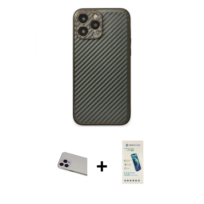 MARSİLYAN™- iPhone 13 Pro Max Kılıf Ahenk Işık - Şeffaf Pasifik Cam Ekran Koruyucu + Rainbow Kamera Lens Koruma Cam - MR